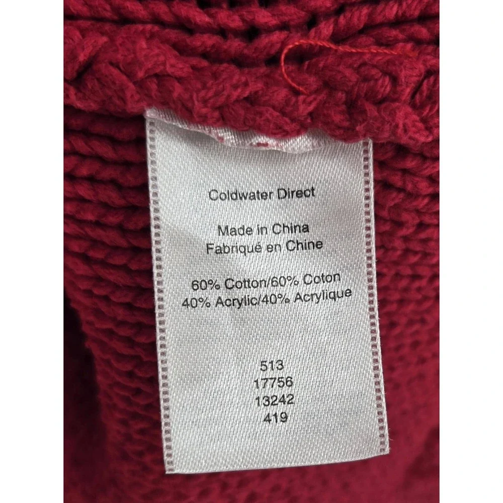 Vintage‎ red 90s/Y2K cable knit sweater - Coldwater Creek, 60% cotton, womens L